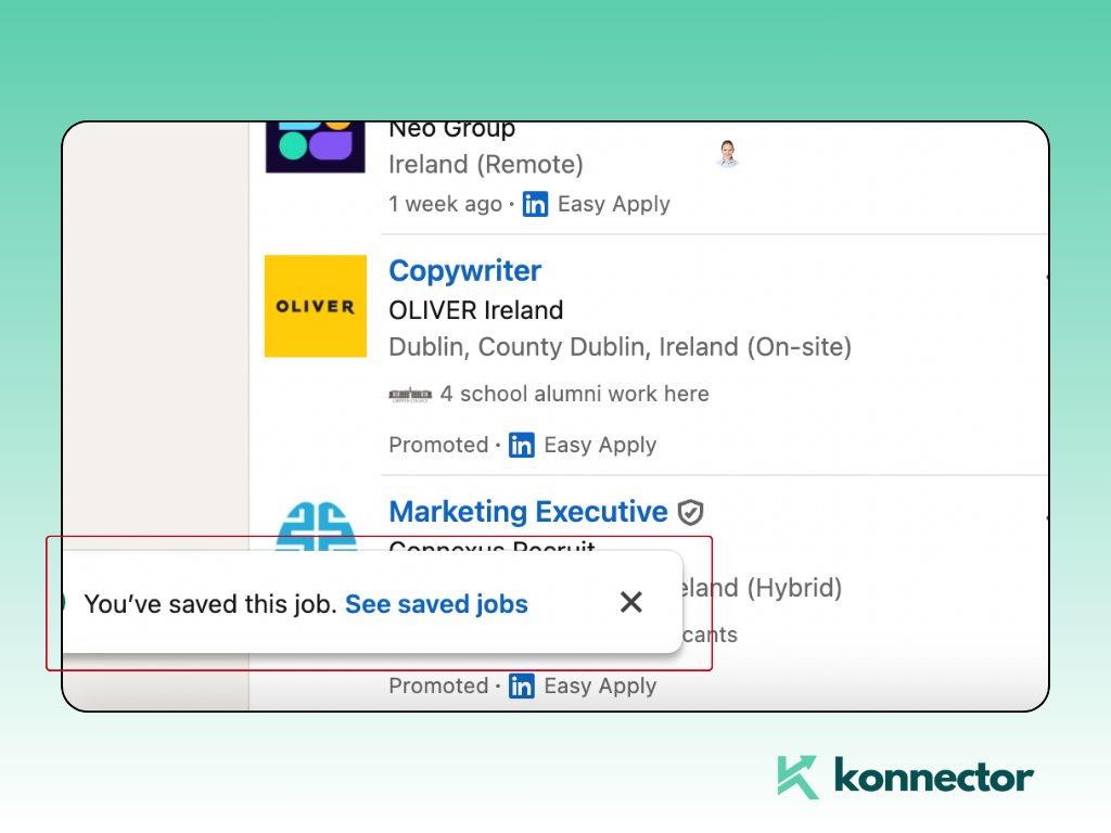 Saved Jobs on LinkedIn